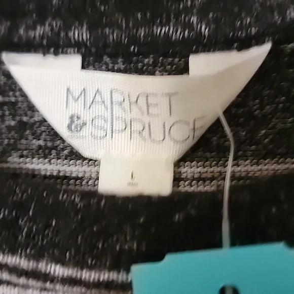 Market & Spruce Sweater in Black and Gray Stripes - Picture 2 of 6